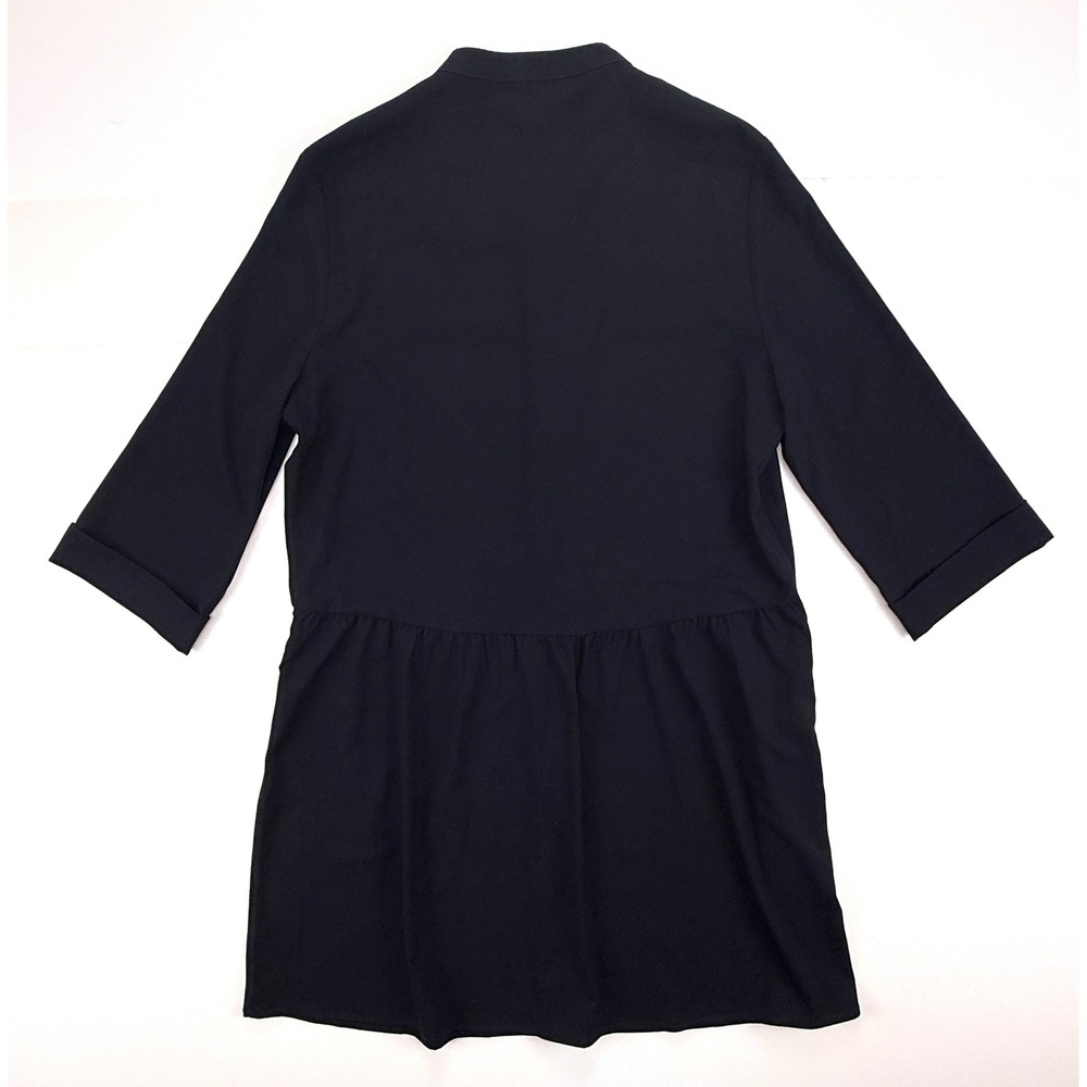 Tuckernuck Royal Crepe Black Shirt Dress Women's Large Drop Waist Pocket #1829 - Picture 8 of 9